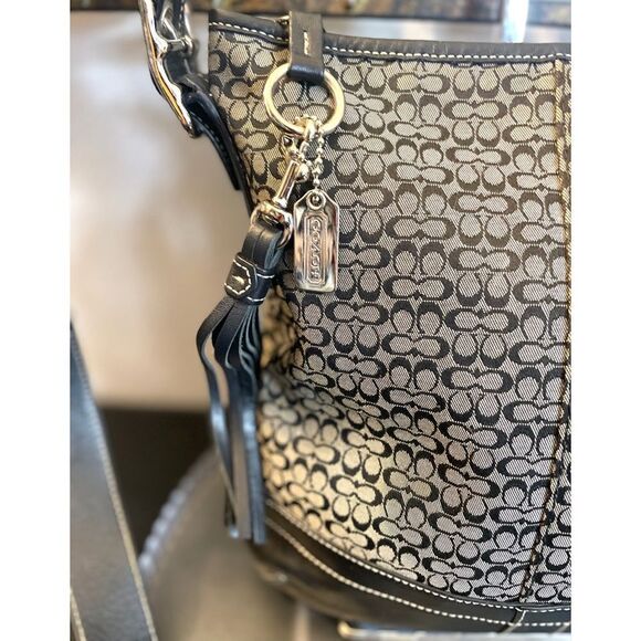 Coach F10417 Vintage Jacquard & Leather Slim Convertible Crossbody/Shoulder Bag - Picture 4 of 11